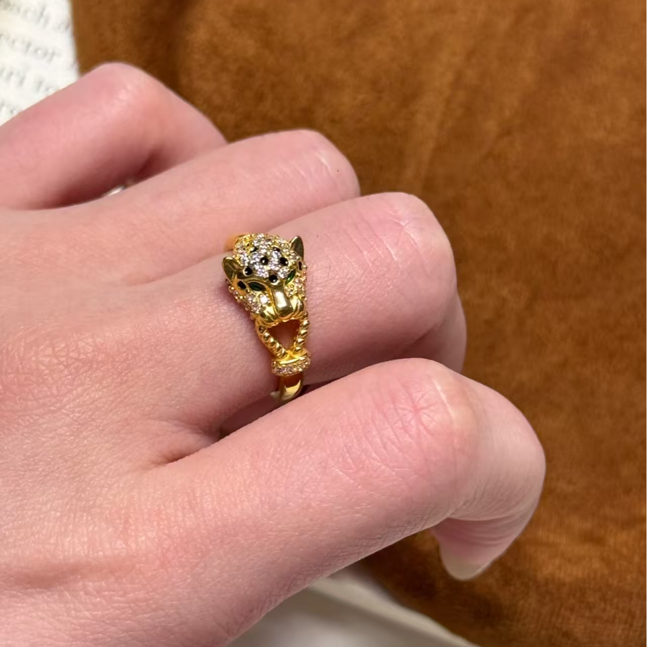足金999豹子头莫桑戒指5D工艺