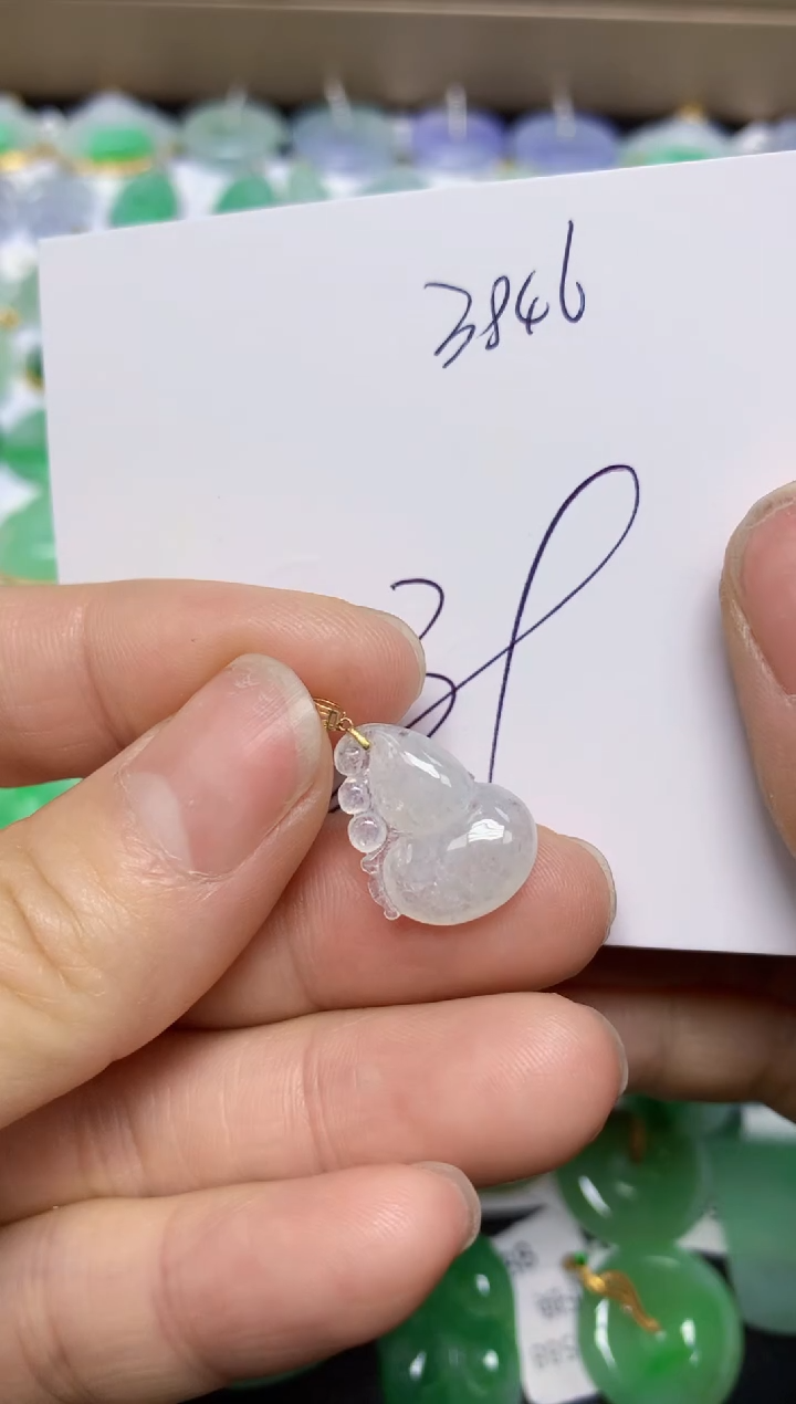 【闪购商品】翡翠挂件18K金镶嵌 天然翡翠A货