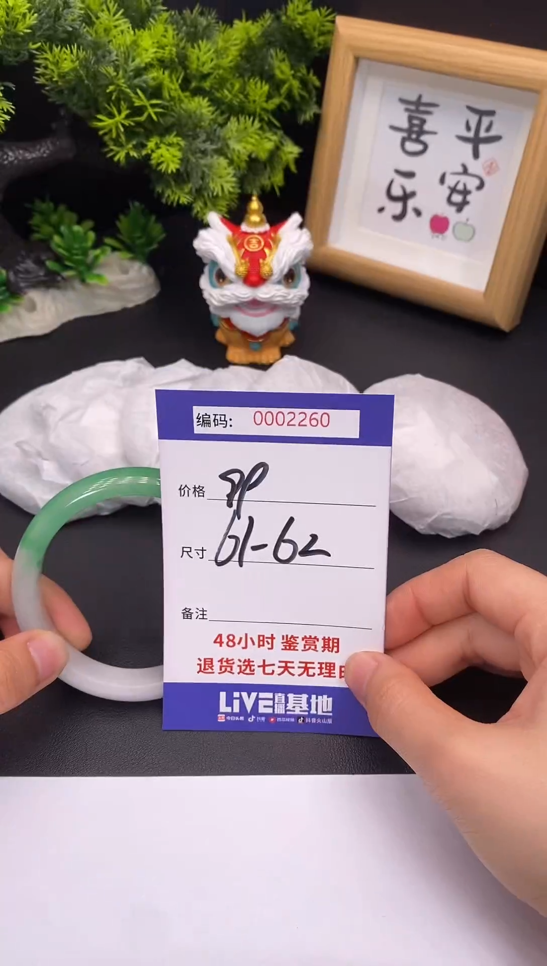 未镶嵌手镯翡翠0002260