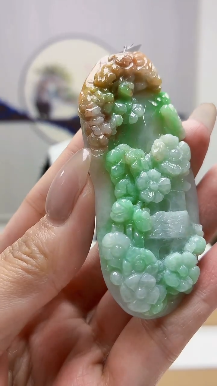 未镶嵌定制翡翠5160MM-毛货挂件60