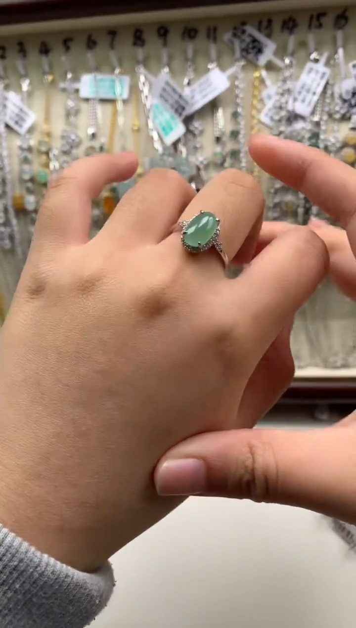 银S925镶嵌戒指翡翠6