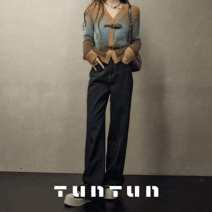 ZM服饰【纳帕海】美到失语 艺术感慵懒风渐变毛毛针织衫开衫