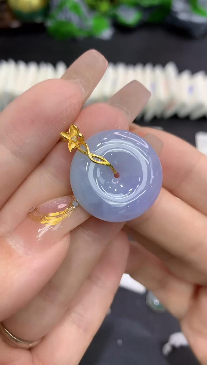 翡翠18K金镶嵌吊坠(不含链)11111
