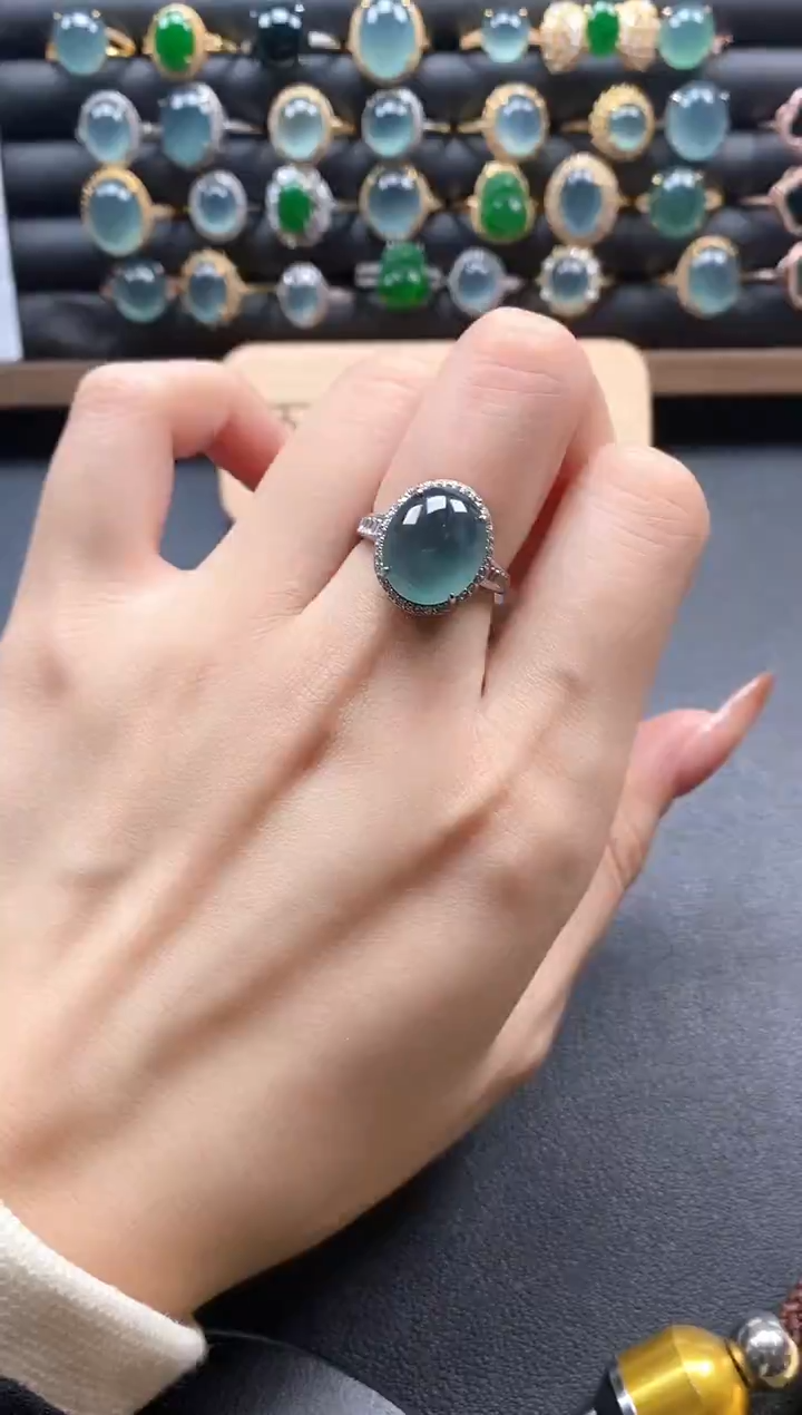 银S925镶嵌戒指翡翠51511