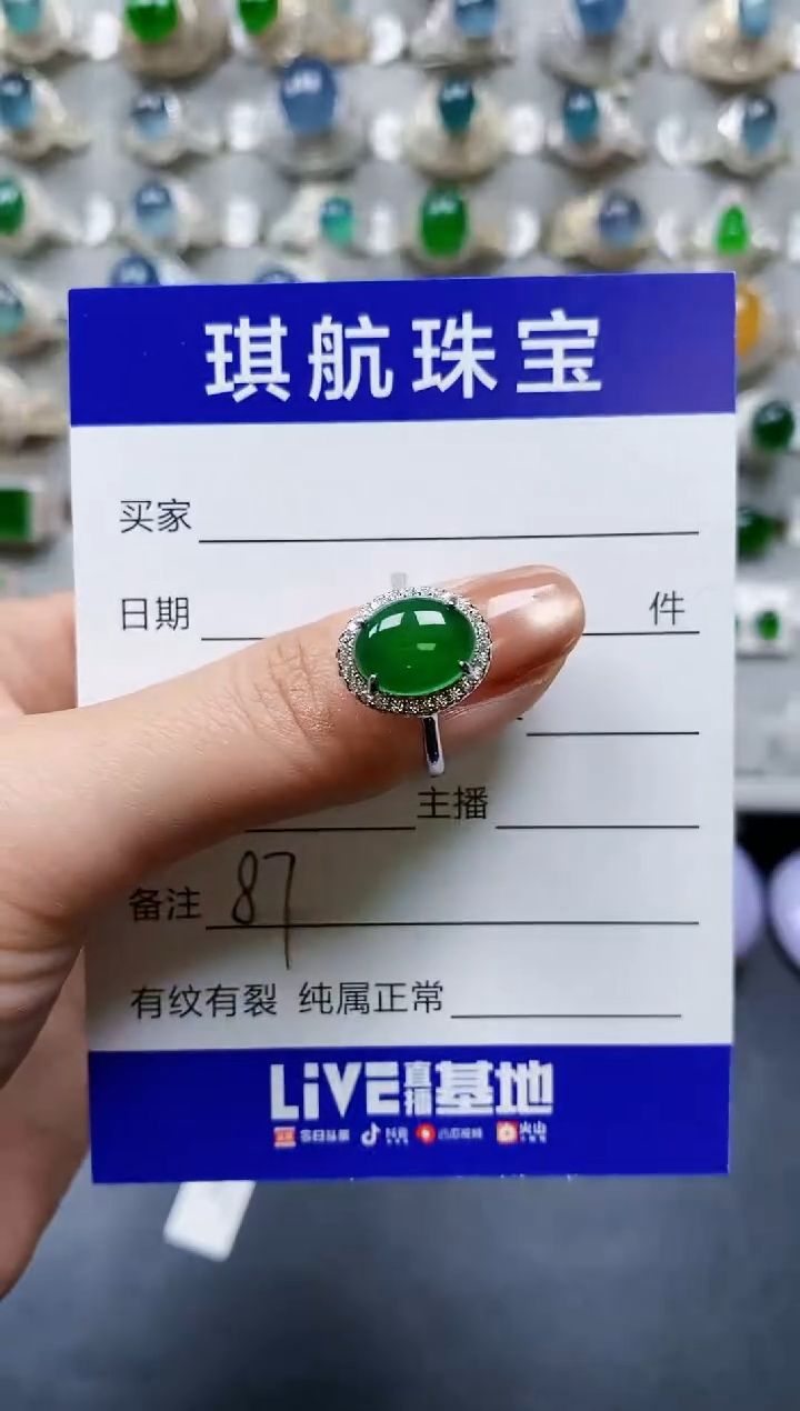 【闪购商品】翡翠戒指银S925镶嵌0087