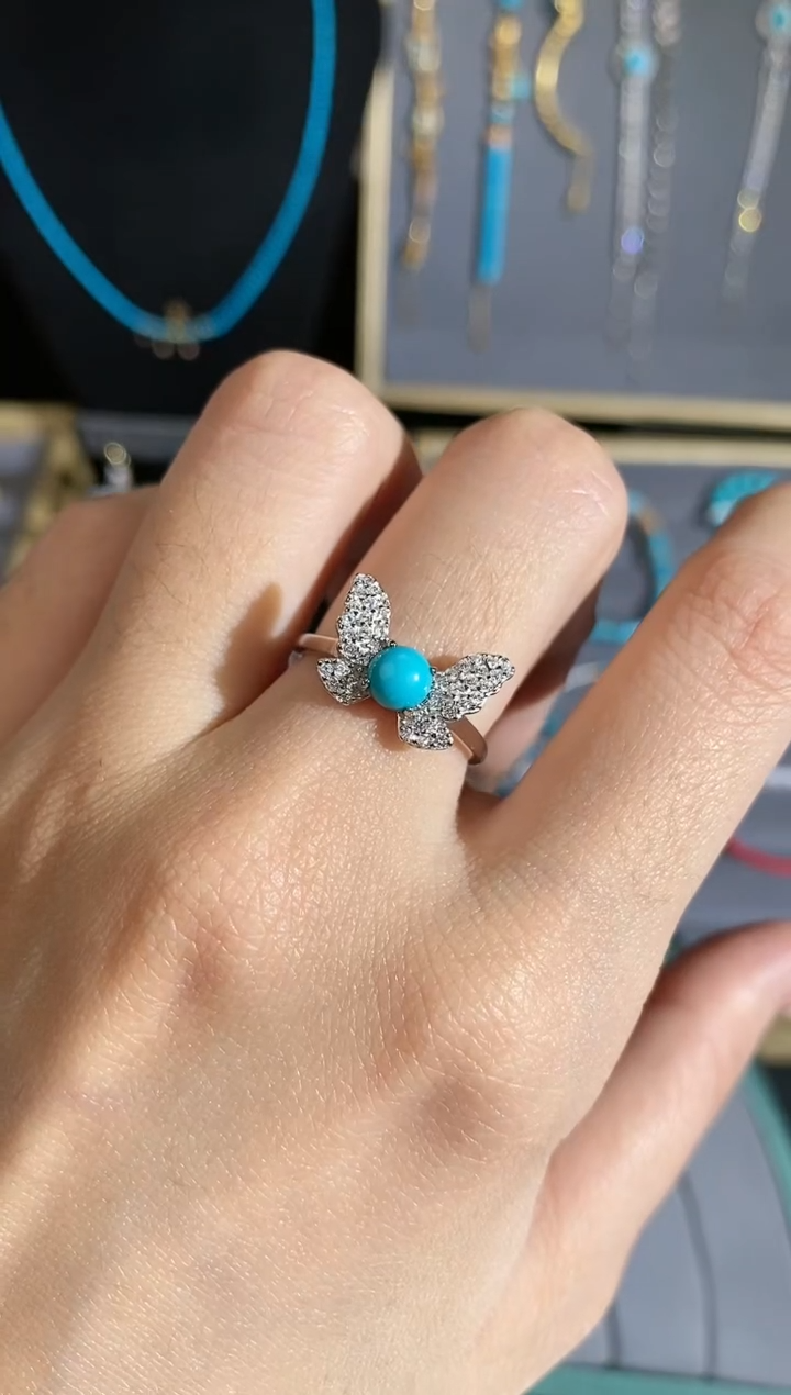 【闪购商品】绿松石戒指18K金镶嵌戒指