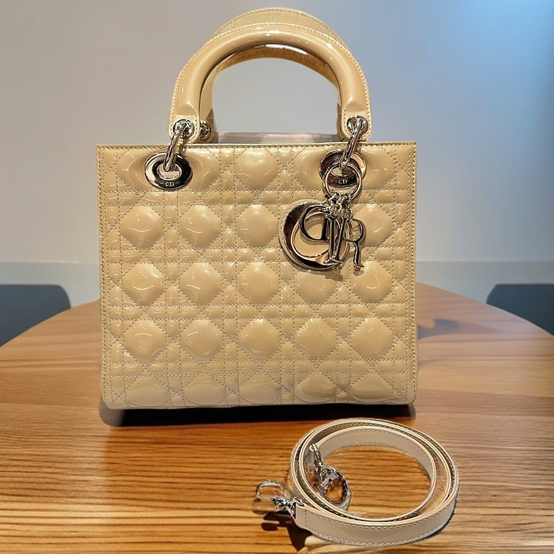 99新 DIOR/迪奥 奶茶色戴妃包 1259 7999