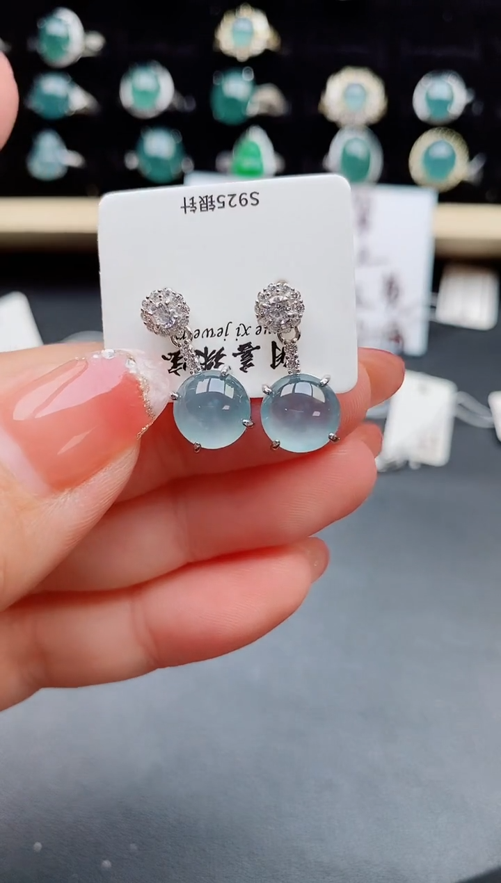 【闪购商品】翡翠耳饰银S925镶嵌508080