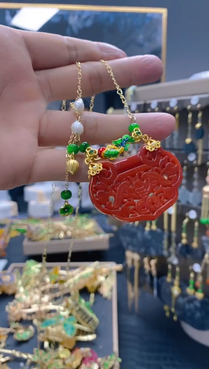 翡翠合金耳饰27翡翠锁骨链