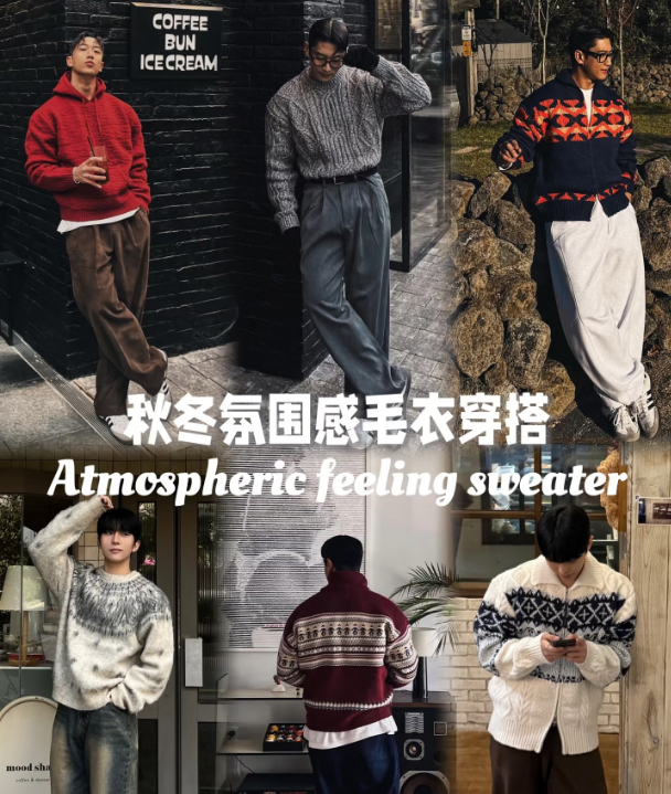 DF-8205-氛围感针织厚款刺绣套头连帽冬季毛衣加绒cs针织衫