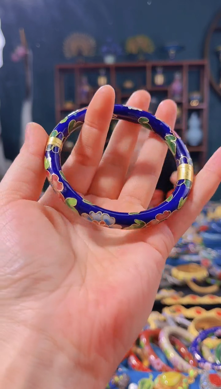 【闪购商品】非遗绝技 景泰蓝银蓝手镯 宝蓝