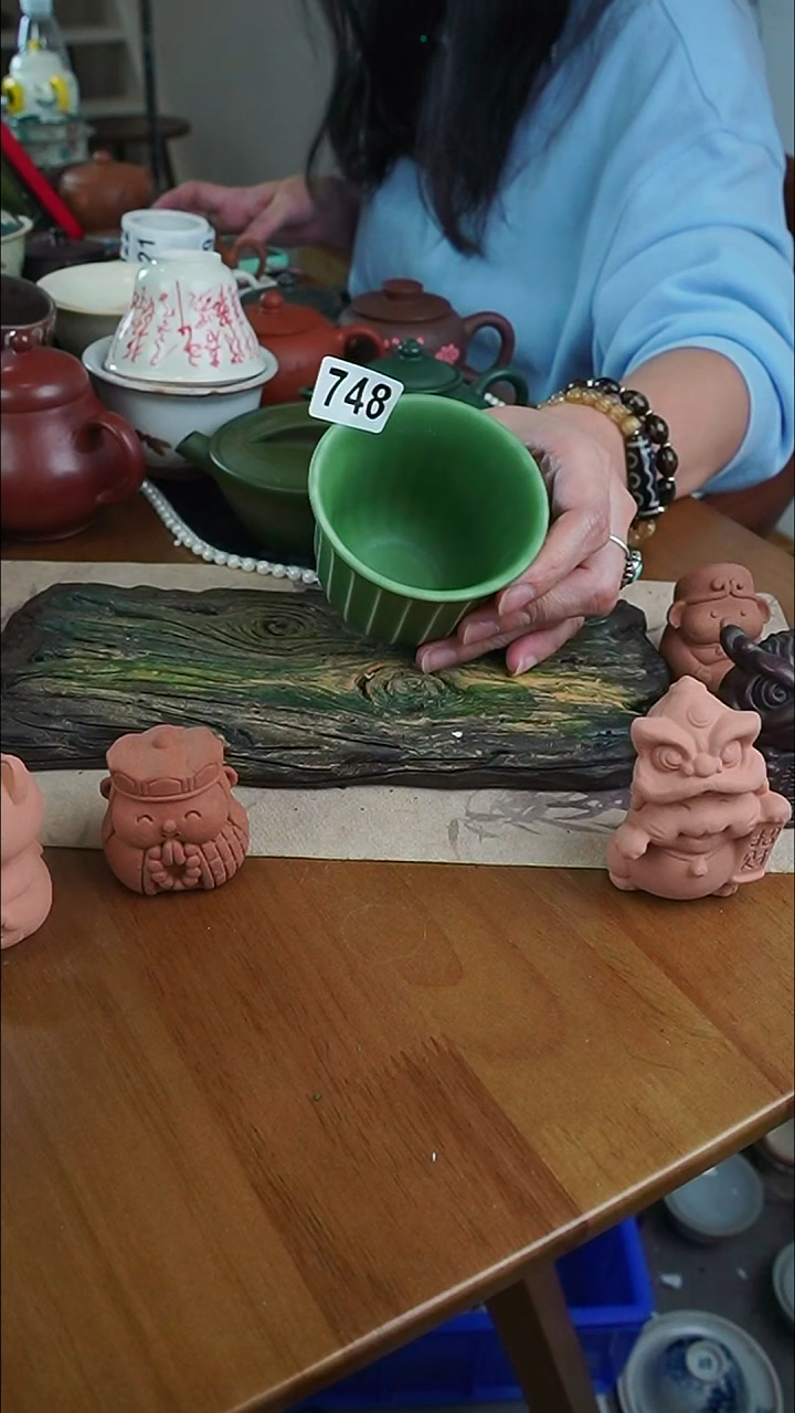 【茶瓷物语】绿色茶杯748