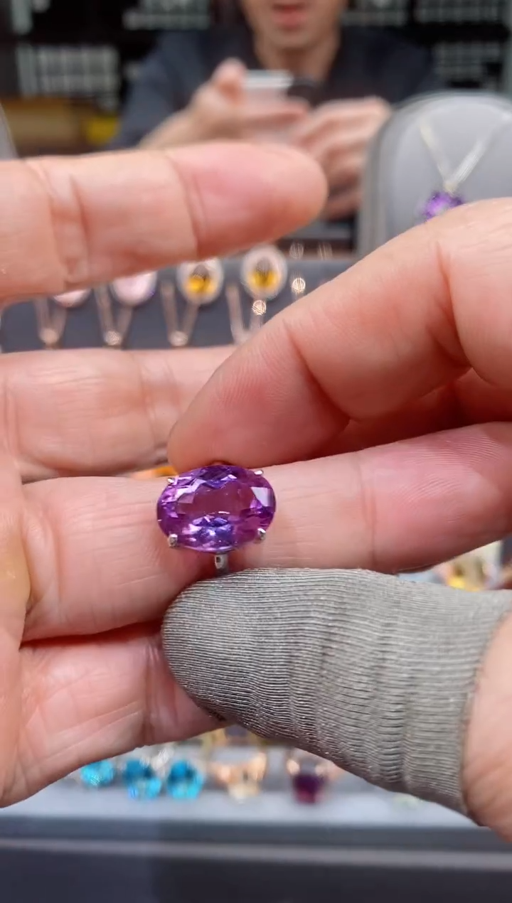 【闪购商品】紫晶戒子银S925镶嵌紫晶戒子