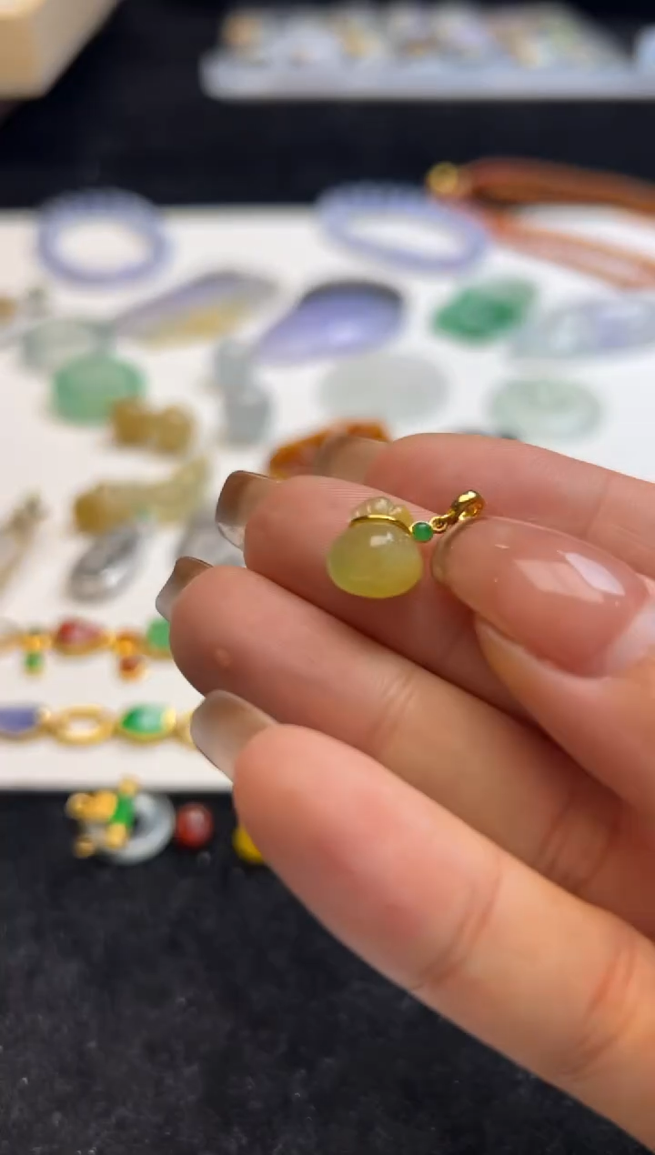 钦点提溜-天然A货翡翠-18K镶嵌钱袋提溜