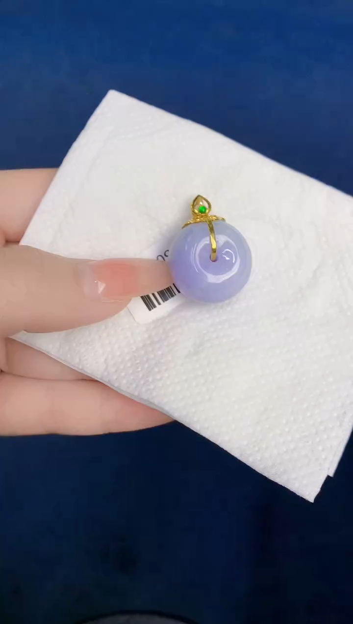 颈饰18K金镶嵌翡翠缅甸天然翡翠A货