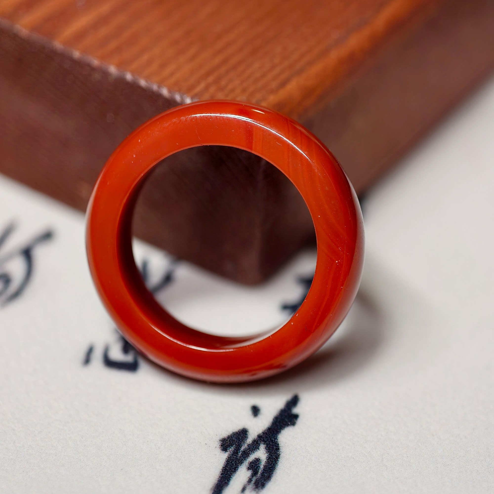 【杰韵】原矿无优化南红瓦西柿子锦戒圈跑环指内径18.2厚3.7高5.8 