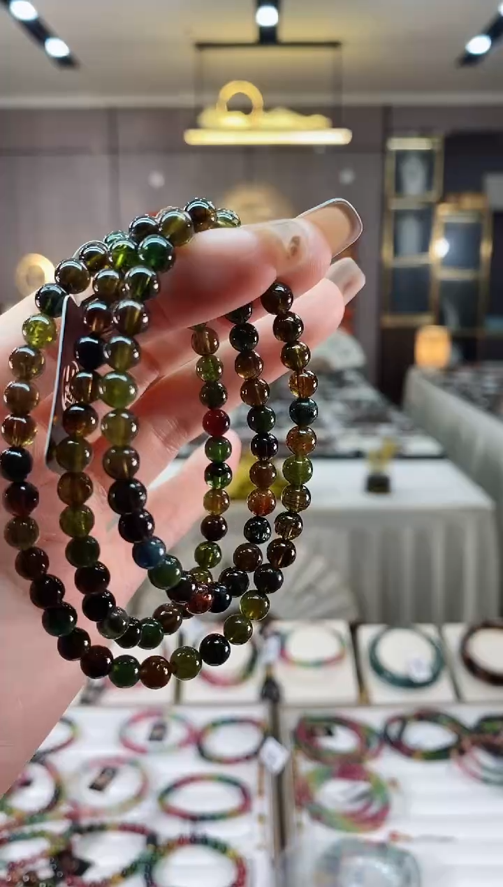 【闪购商品】碧玺三圈手串5mm+未镶嵌一物一证dan