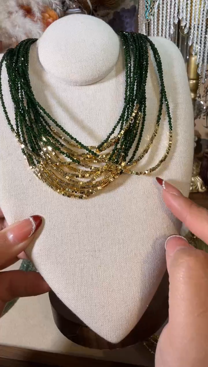 项链未镶嵌尖晶石墨绿盘缠 016