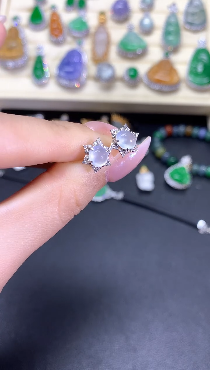 【闪购商品】翡翠耳饰18K金镶嵌耳饰|1550+155