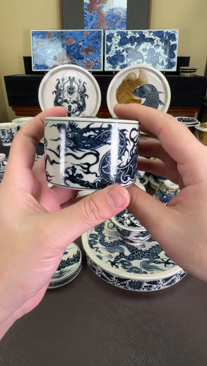 【闪购商品】瓷片二号釉1351龙纹扳指杯