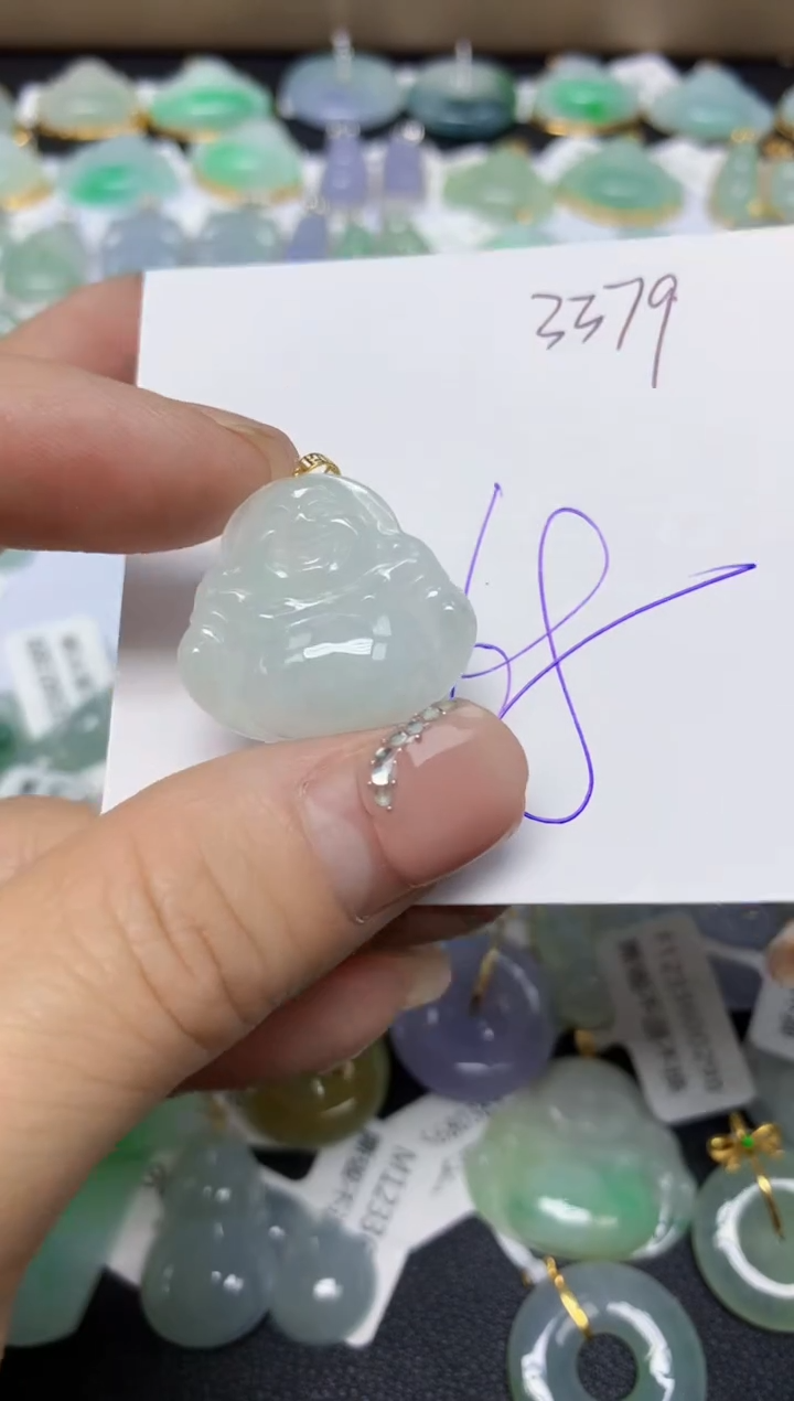 【闪购商品】翡翠挂件18K金镶嵌 天然翡翠A货