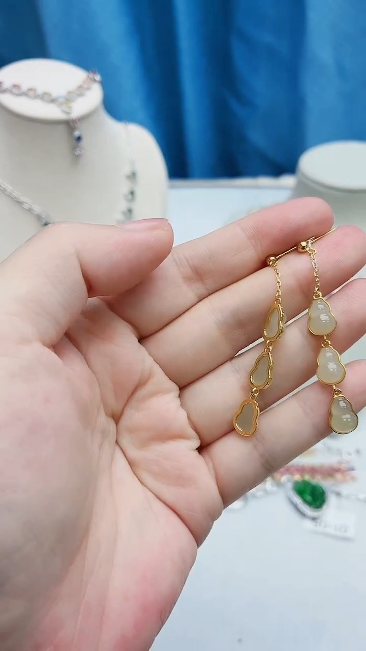 银S925镶嵌和田玉耳饰067ZB1113产品一个（多样性）