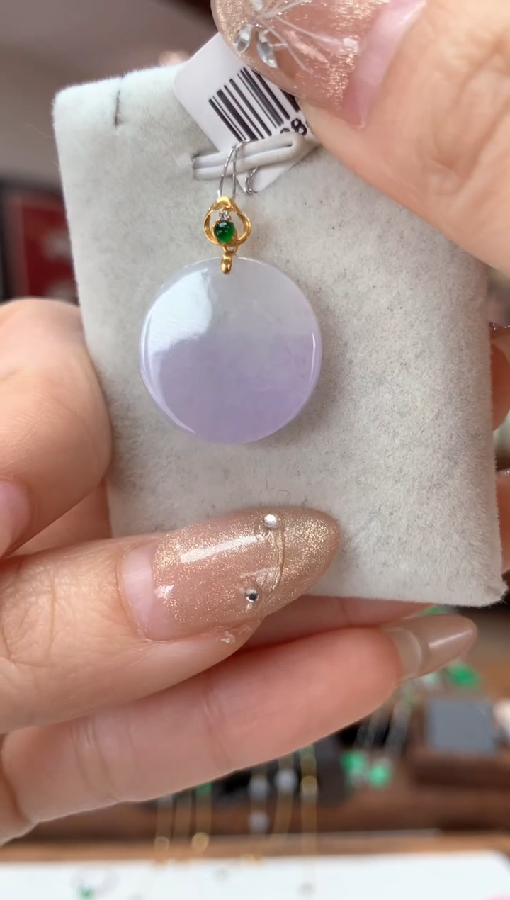 【闪购商品】翡翠吊坠(不含链)18K金镶嵌圆牌