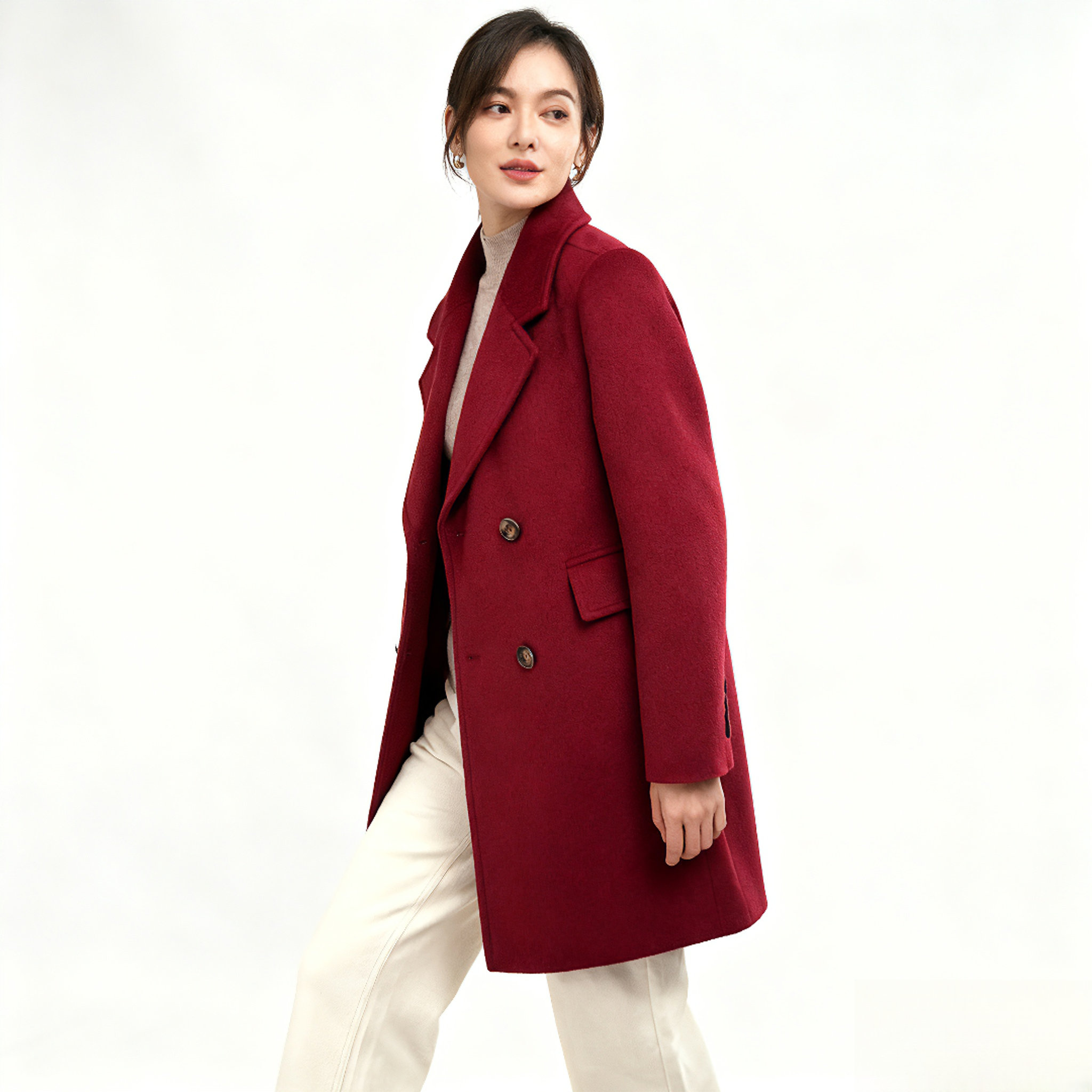 2025冬季新款韩版宽松显瘦西装领加棉中长保暖羊毛大衣女装【560】