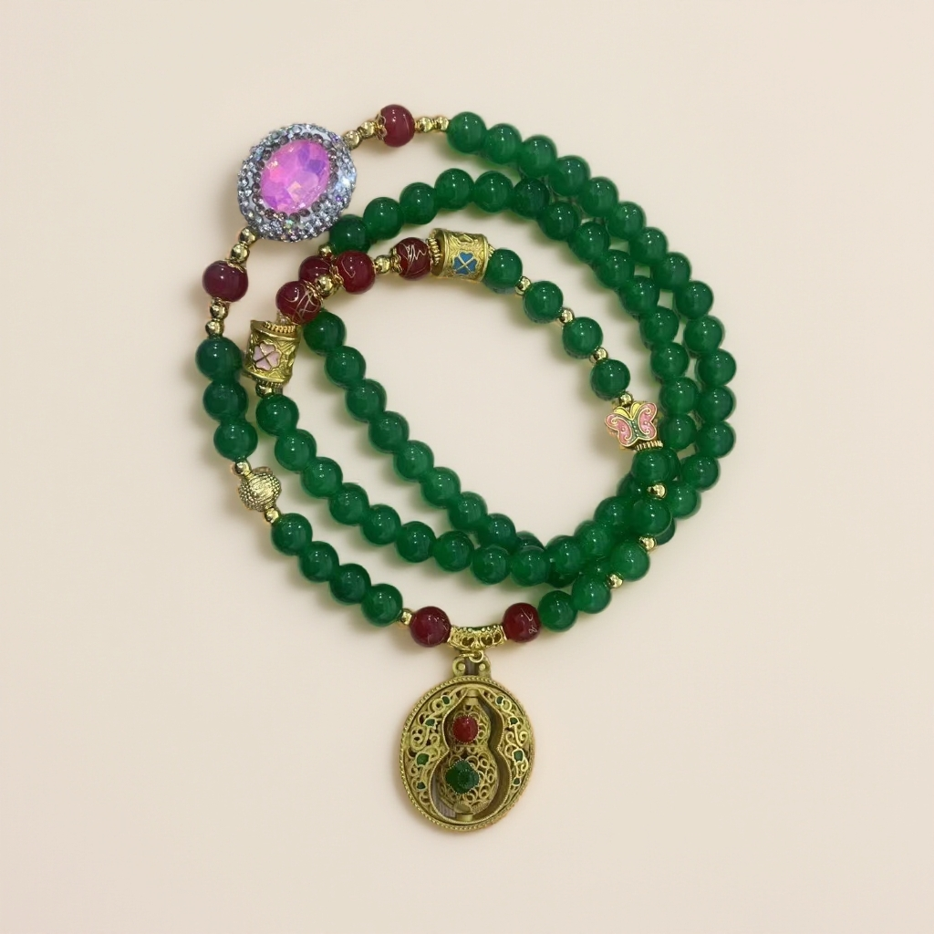 长款绿琉璃毛衣链➕葫芦吊坠