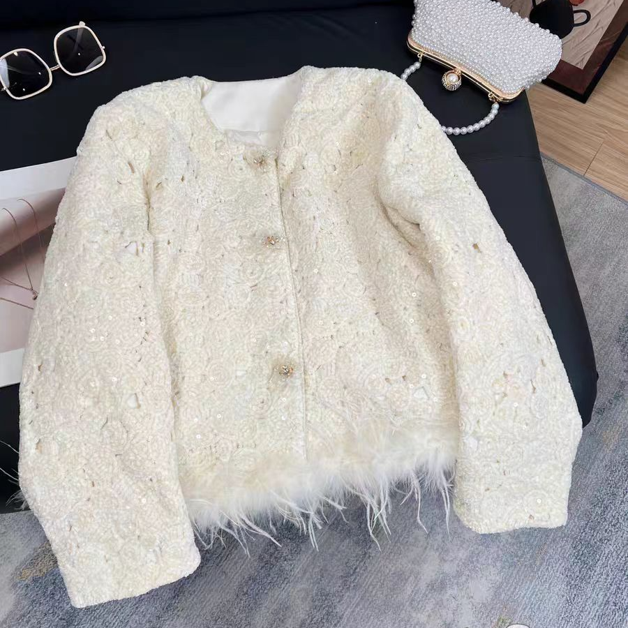 【薇哥内部自营】秋冬外套气质高端绒面白鸭绒上衣QM8227