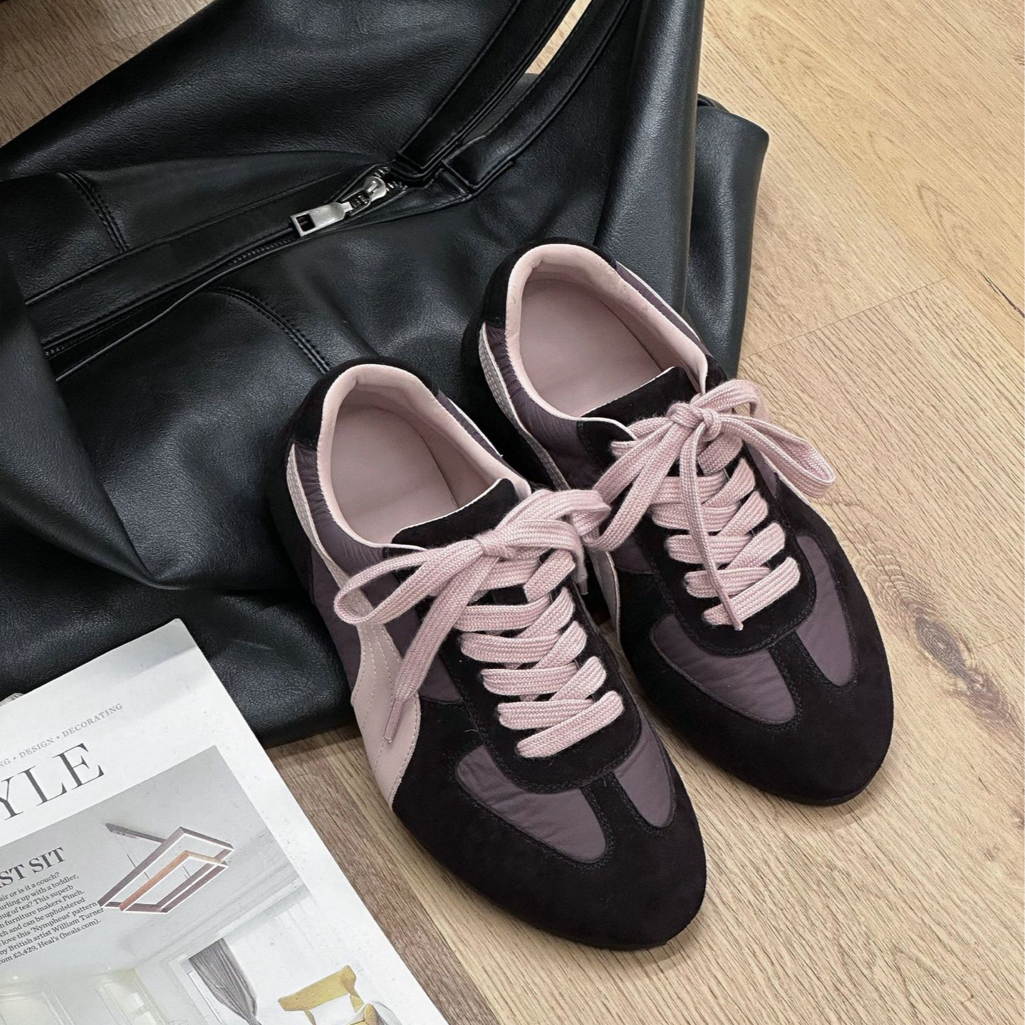 3&C 55760 巨软平底德训鞋女薄底轻便歪头美拉德芭蕾复古阿甘鞋