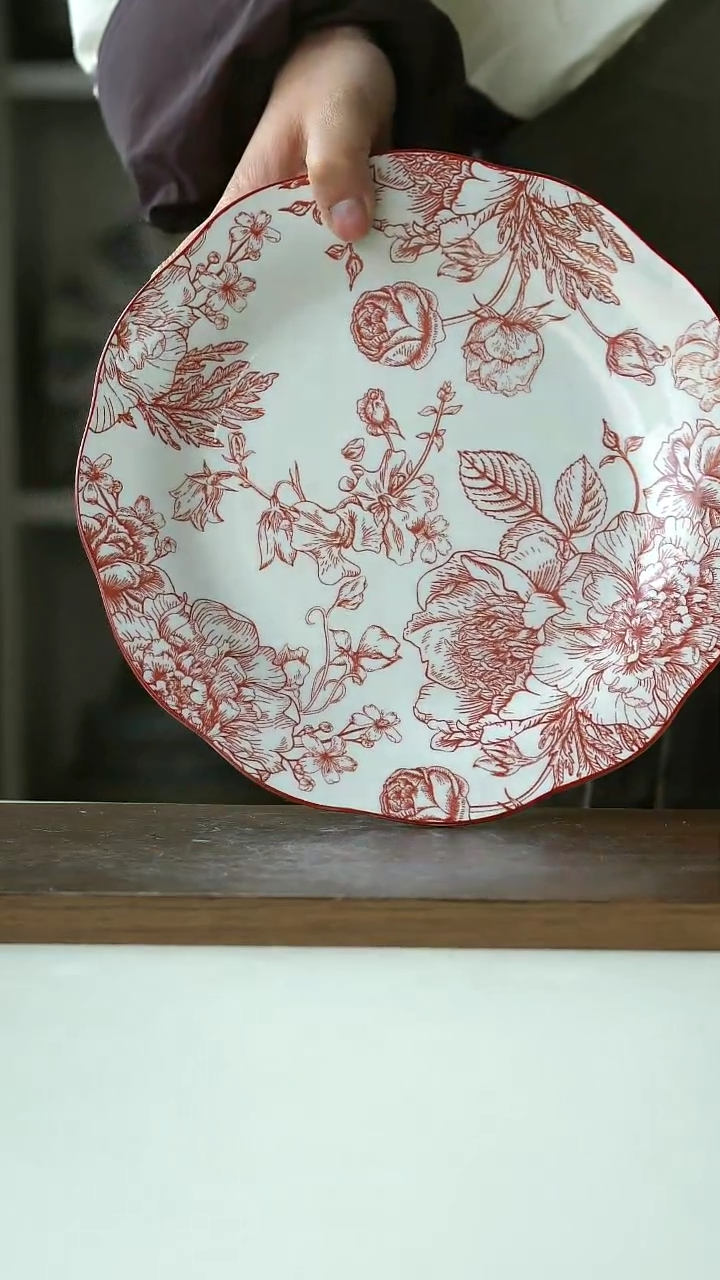 【闪购商品】陶瓷牡丹花主菜盘23cm@4-2@