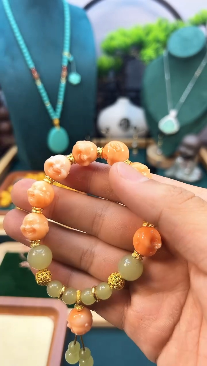 手链14K金镶嵌和田玉S26   