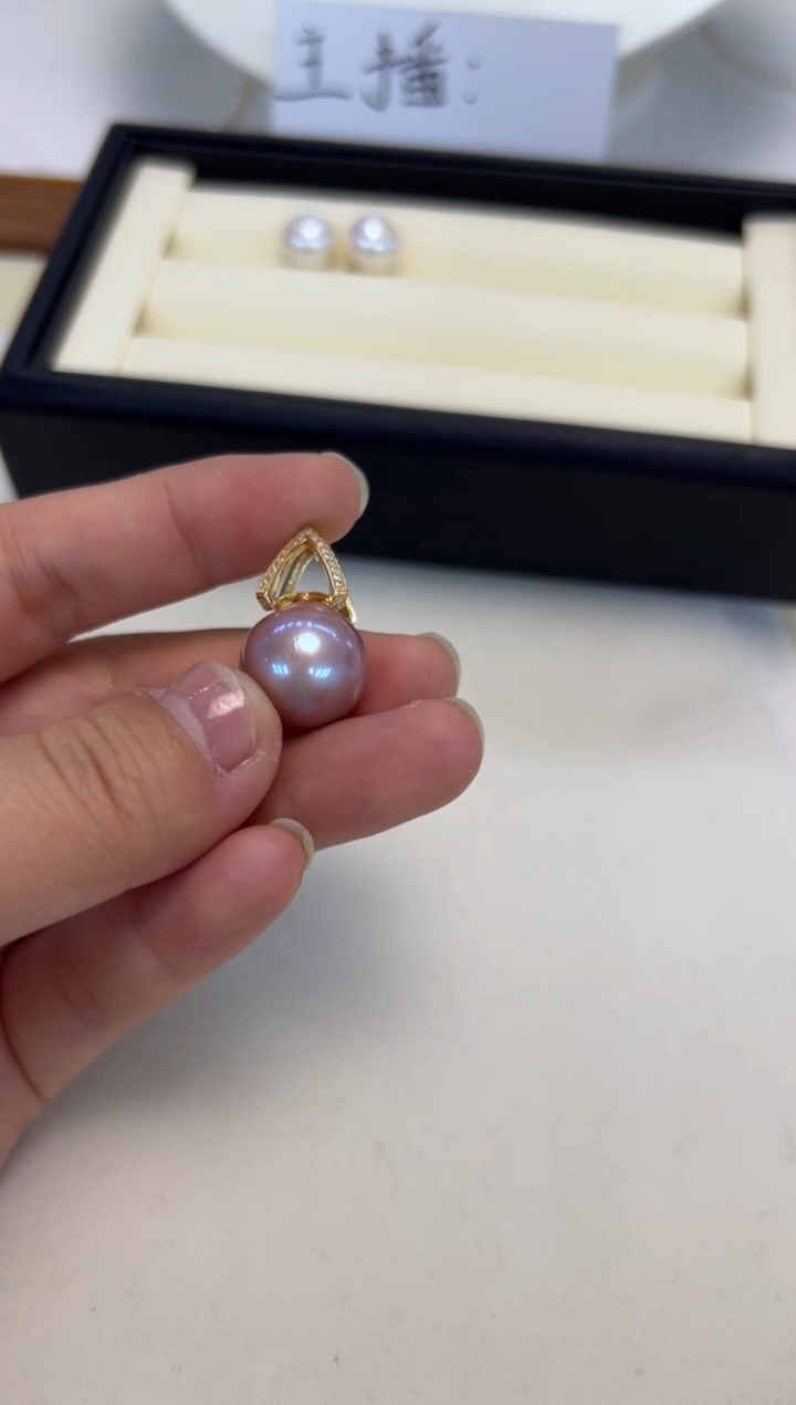 颈饰银S925镶嵌淡水珍珠彩珠吊坠