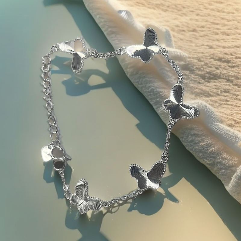 足银手链 轻奢气质百搭蝴蝶手链