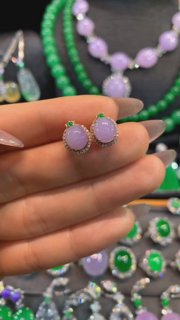 【闪购商品】翡翠耳饰18K金镶嵌耳饰