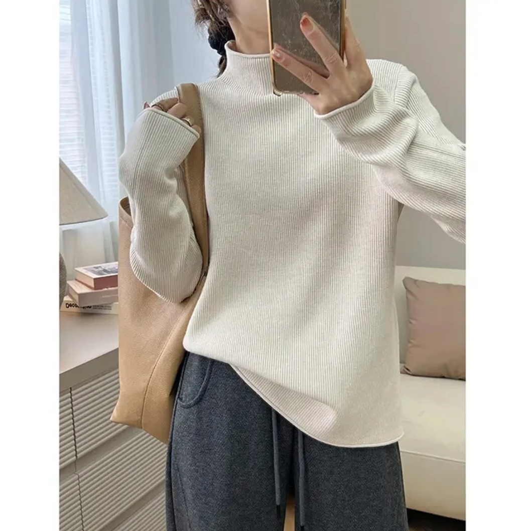 毛衣女款爆款2025新款洋气百搭宽松显瘦半高领打底衫女内搭针织衫