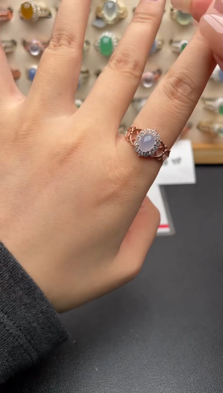 银S925镶嵌戒指翡翠一物一证一礼盒