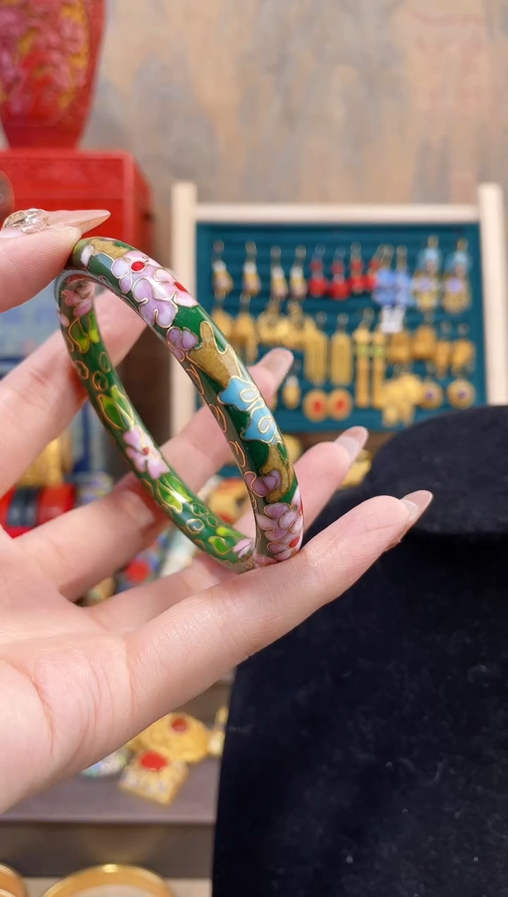 【闪购商品】非遗景泰蓝镯子细绿色