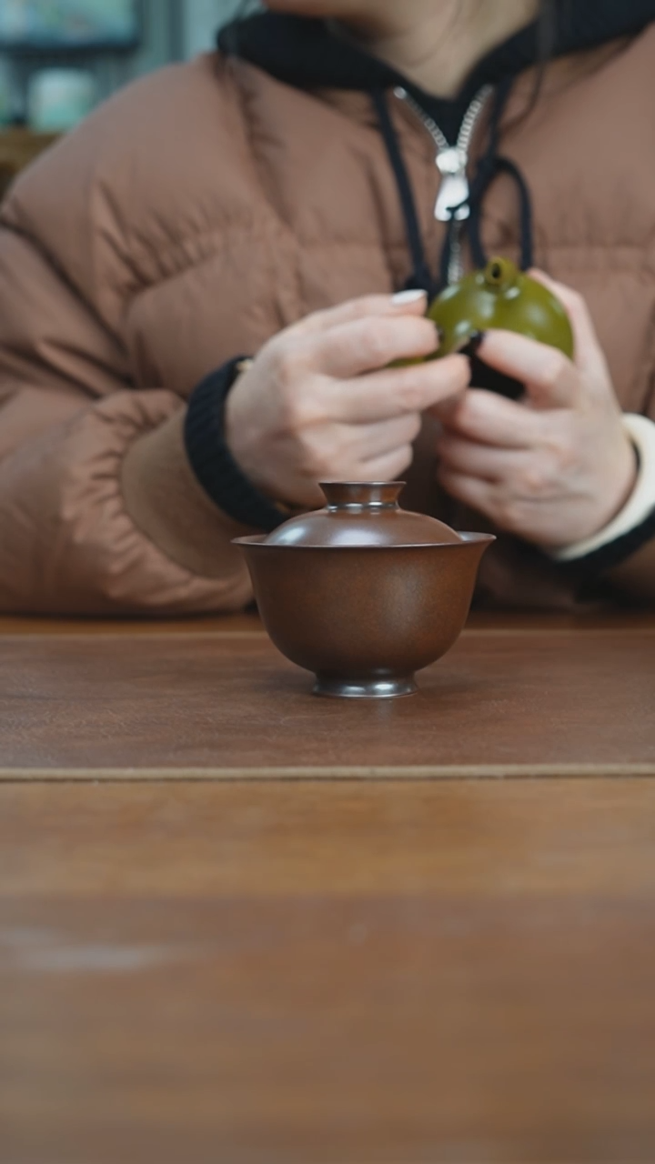 【闪购商品】杯景德镇紫金釉元宝盖碗