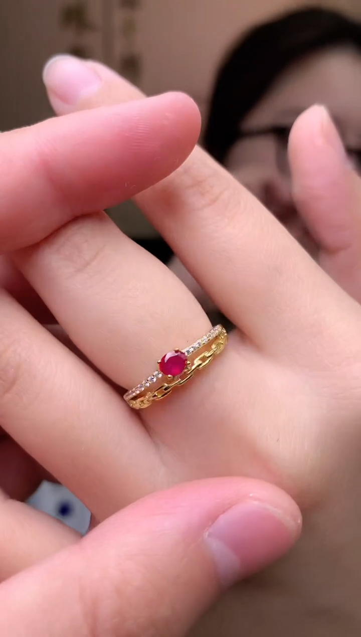 【闪购商品】红宝石戒指银S925镶嵌戒指