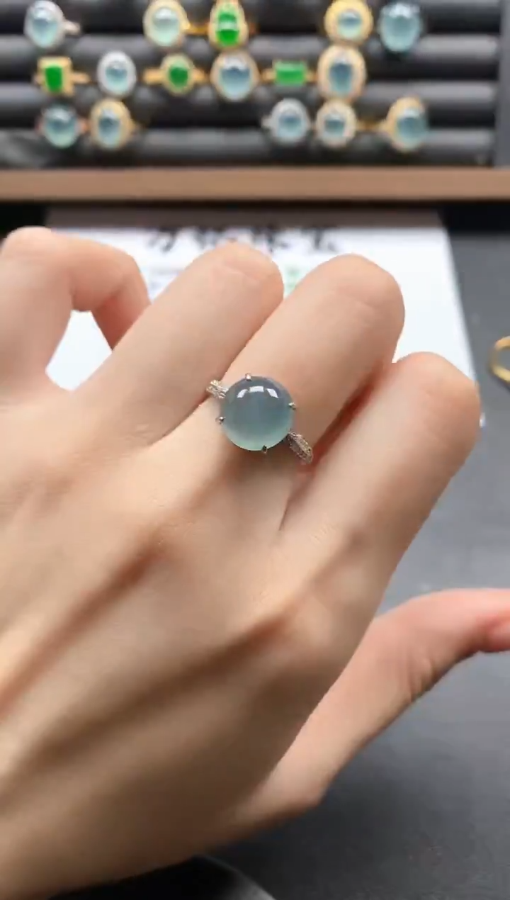 银S925镶嵌戒指翡翠51511