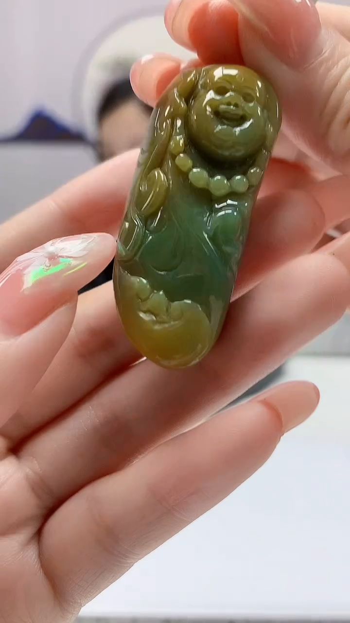 【闪购商品】定制翡翠未镶嵌4852DD-毛货挂件佛16