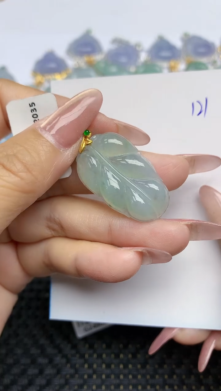 【闪购商品】翡翠颈饰18K金镶嵌天然A货翡翠 121