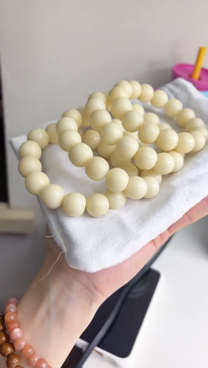 手串菩提根/象牙果沐m86糯米糍干磨苹果14*16mm手串（现穿）