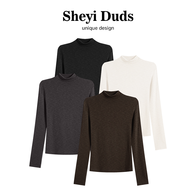 【小暖炉】2025新款X加绒半高领打底衫女秋冬款长袖T恤百搭显瘦上衣