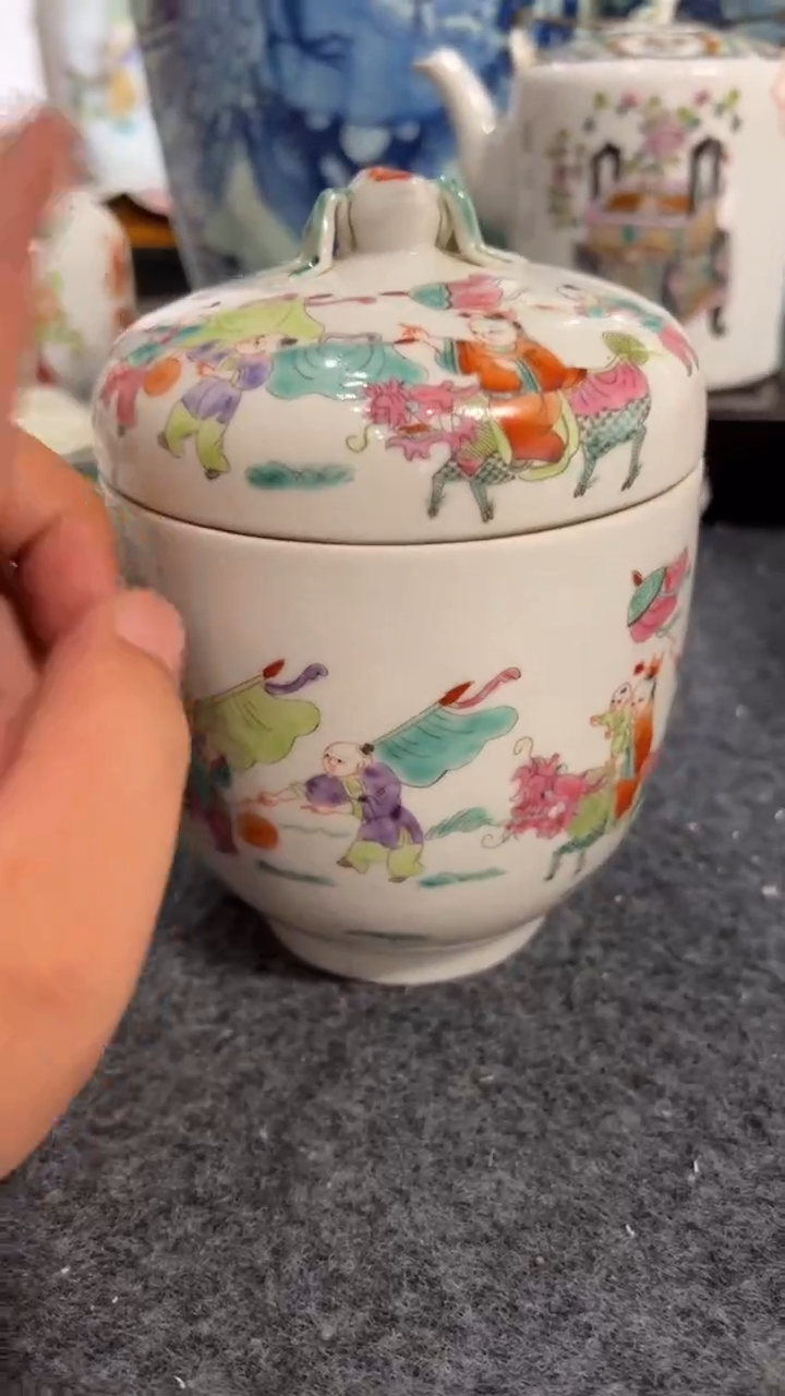 摆件瓷摆件瓷摆件麒麟送子糖罐