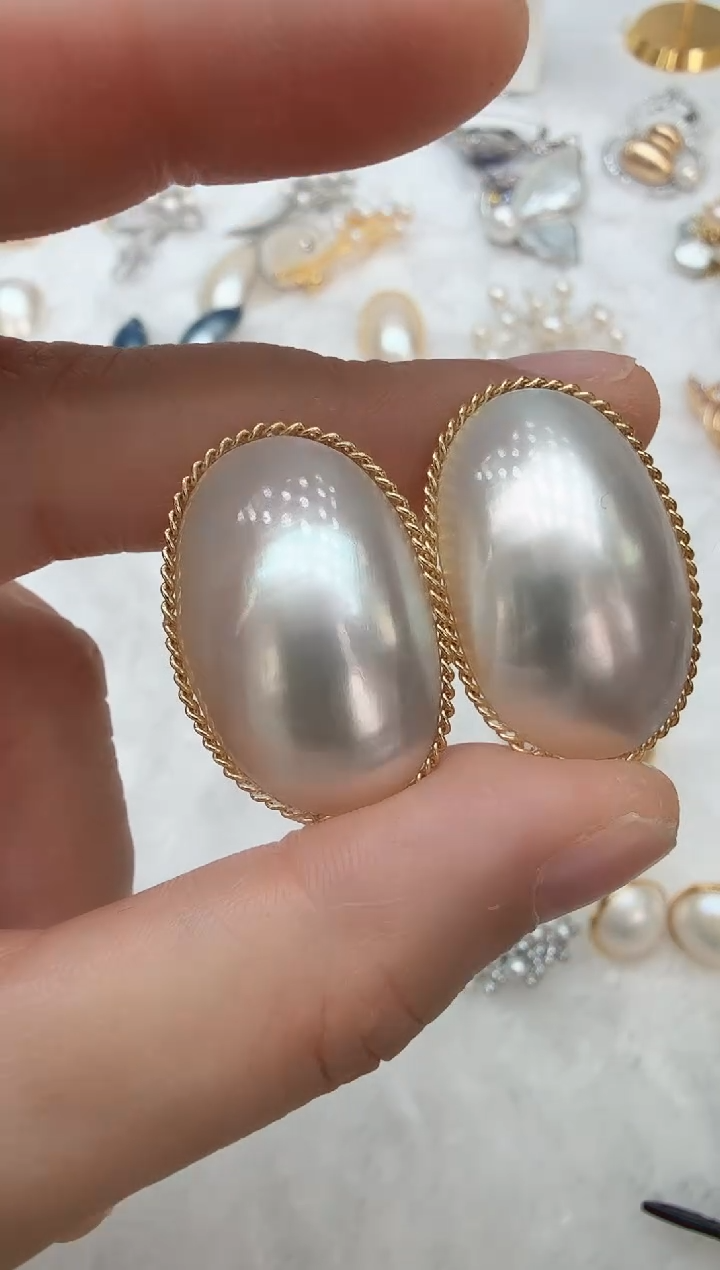 铜合金925银无有边白色耳钉