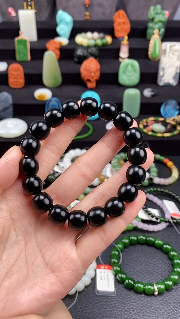 【闪购商品】和田玉-未镶嵌12mm塔青老型手串福利