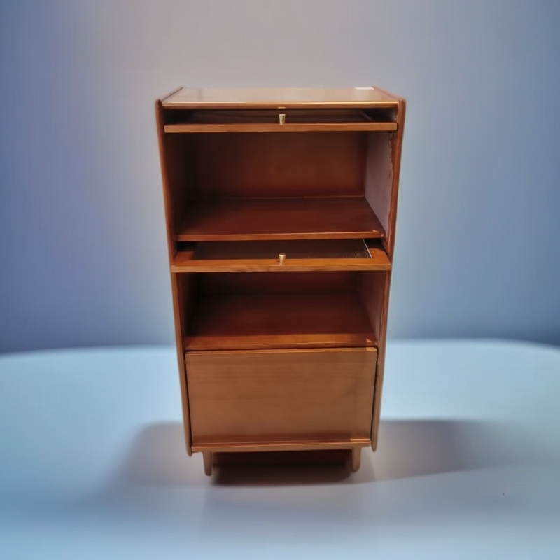 储藏原木木纹现代简约日式置物柜三门置物展示柜